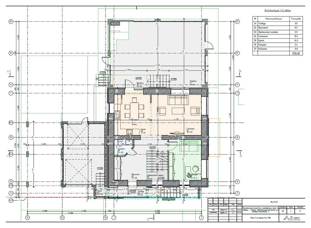 Проект 2-этажного жилого дома в г. Пермь, S=193,9 кв.м