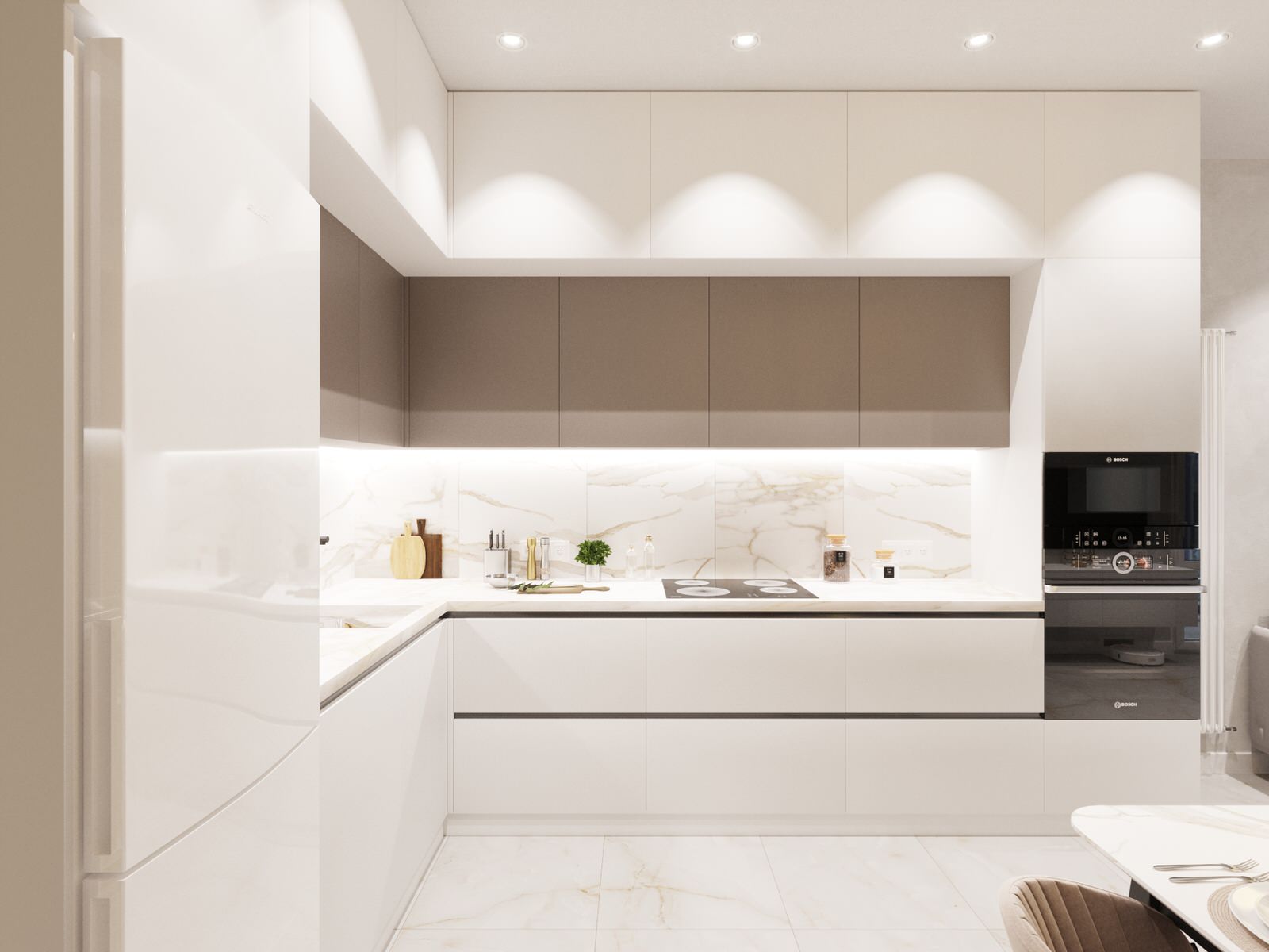 Дизайн интерьера кухни в бежевых тонах