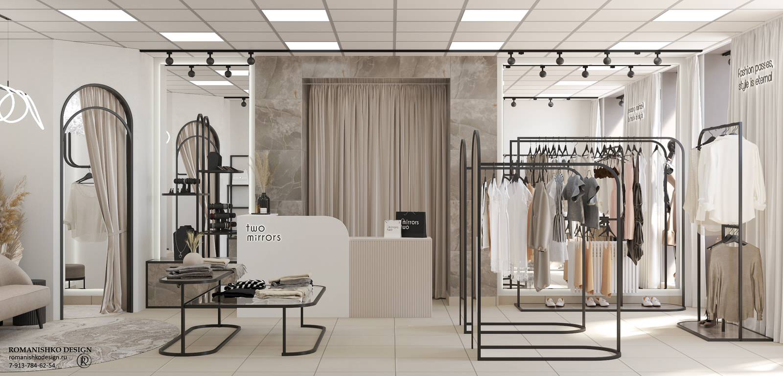 Дизайн выставочного зала шоурума женской одежды