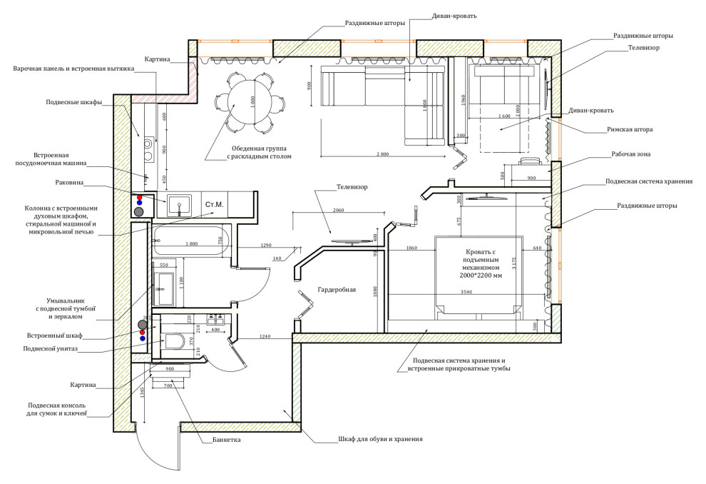 Поиск планировки: 6 вариантов + финал для евротрёшки с кабинетом