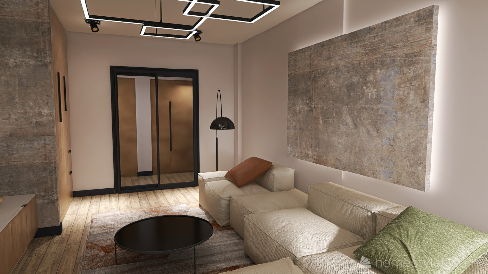 Брутальная трехкомнатная квартира в современном стиле с элементами лофта.