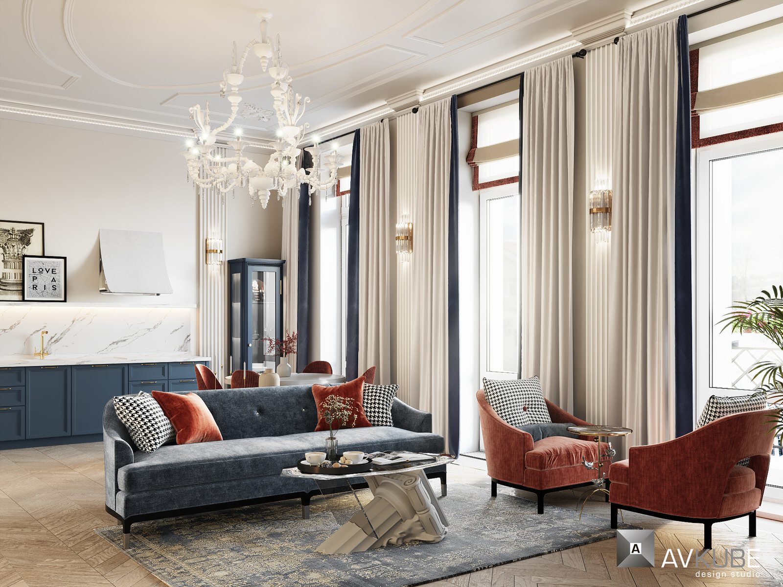 Обложка проекта: КВАРТИРА С КАМИНОМ НА ВОЗДВИЖЕНКЕ