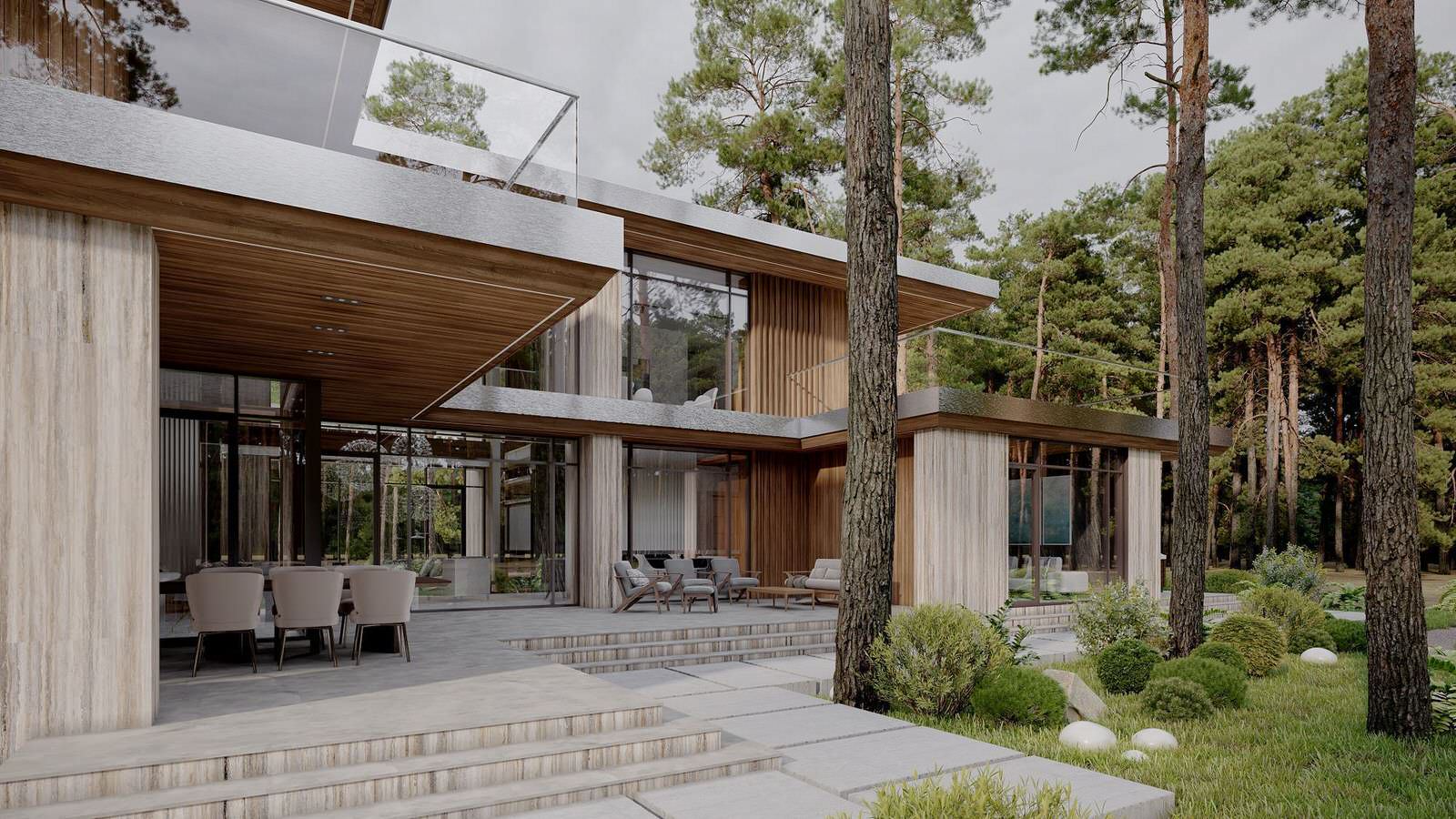 Проект с плоской кровлей 655 м2