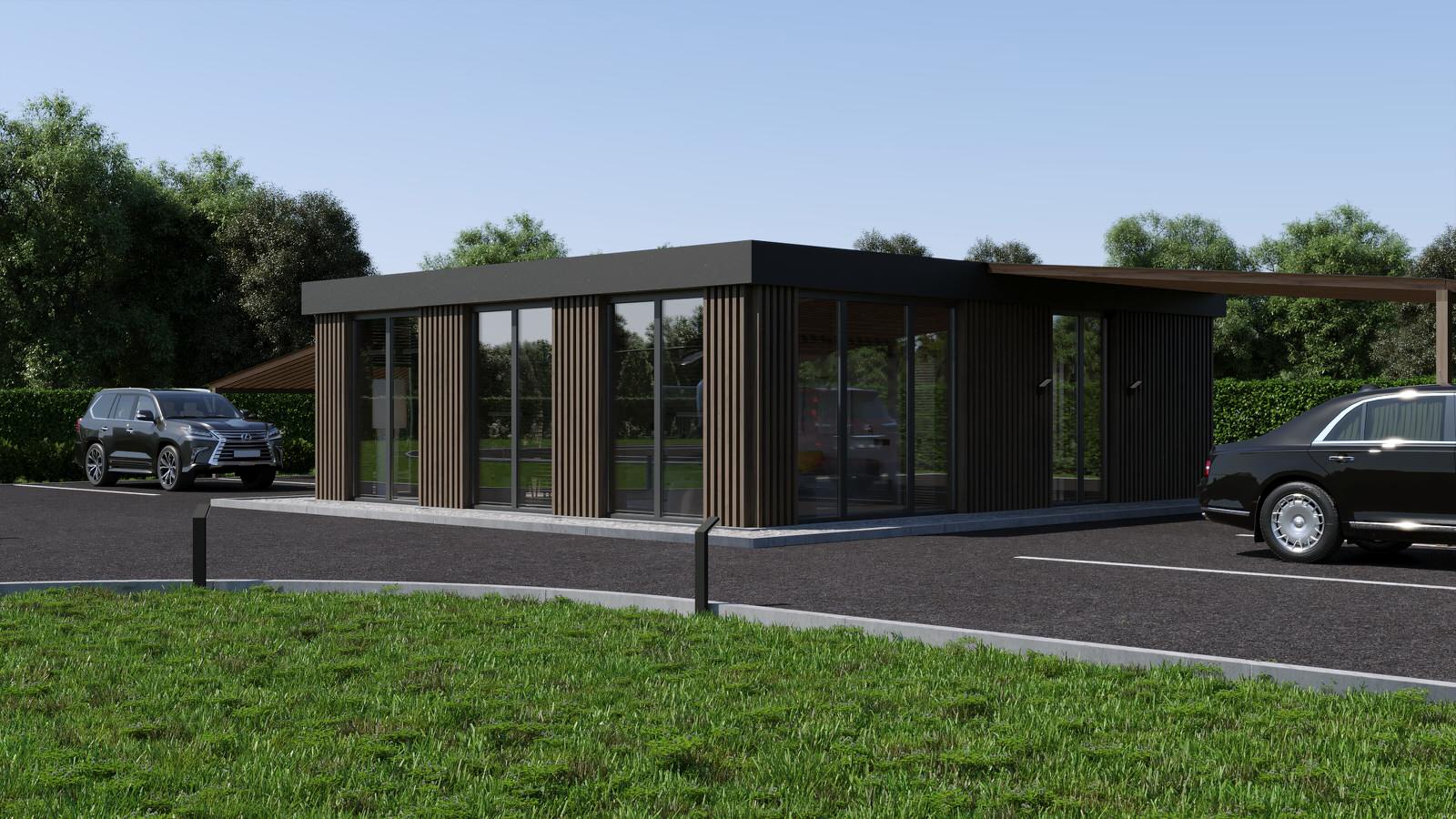 Дизайн здания ожидания гостей и пилотов на вертолётной площадке