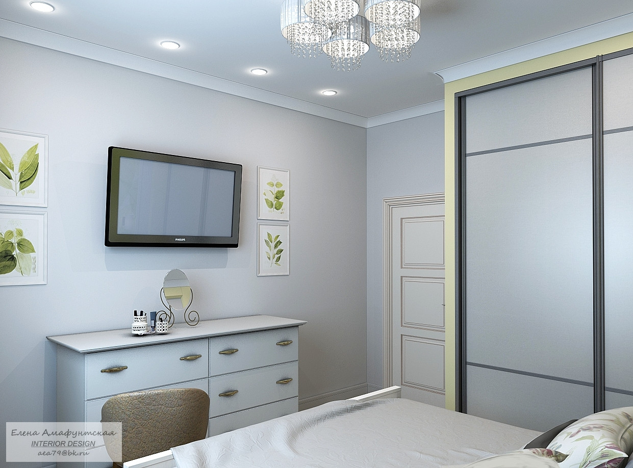 Зеленые листья в спальне