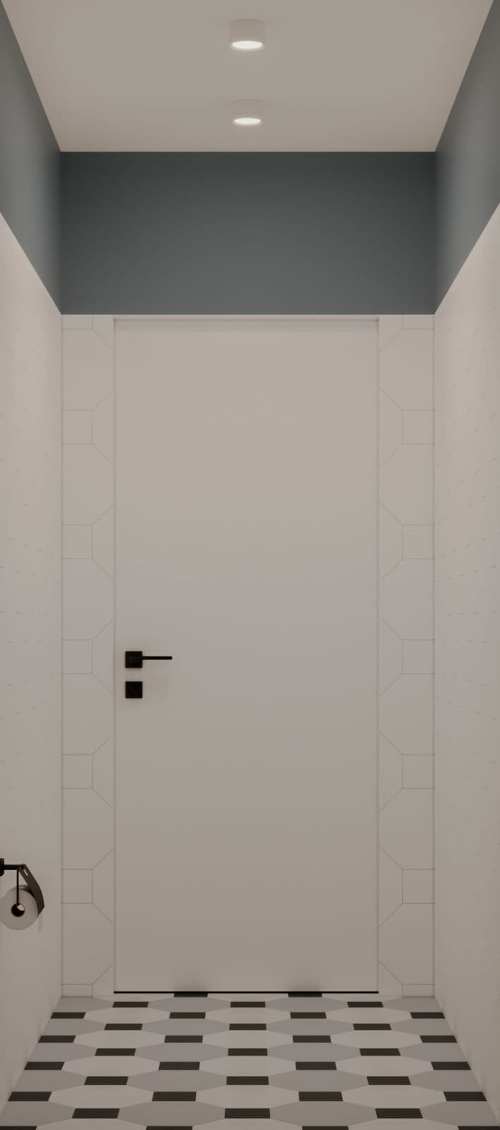 Современный интерьер с яркими акцентами и геометрическими формами