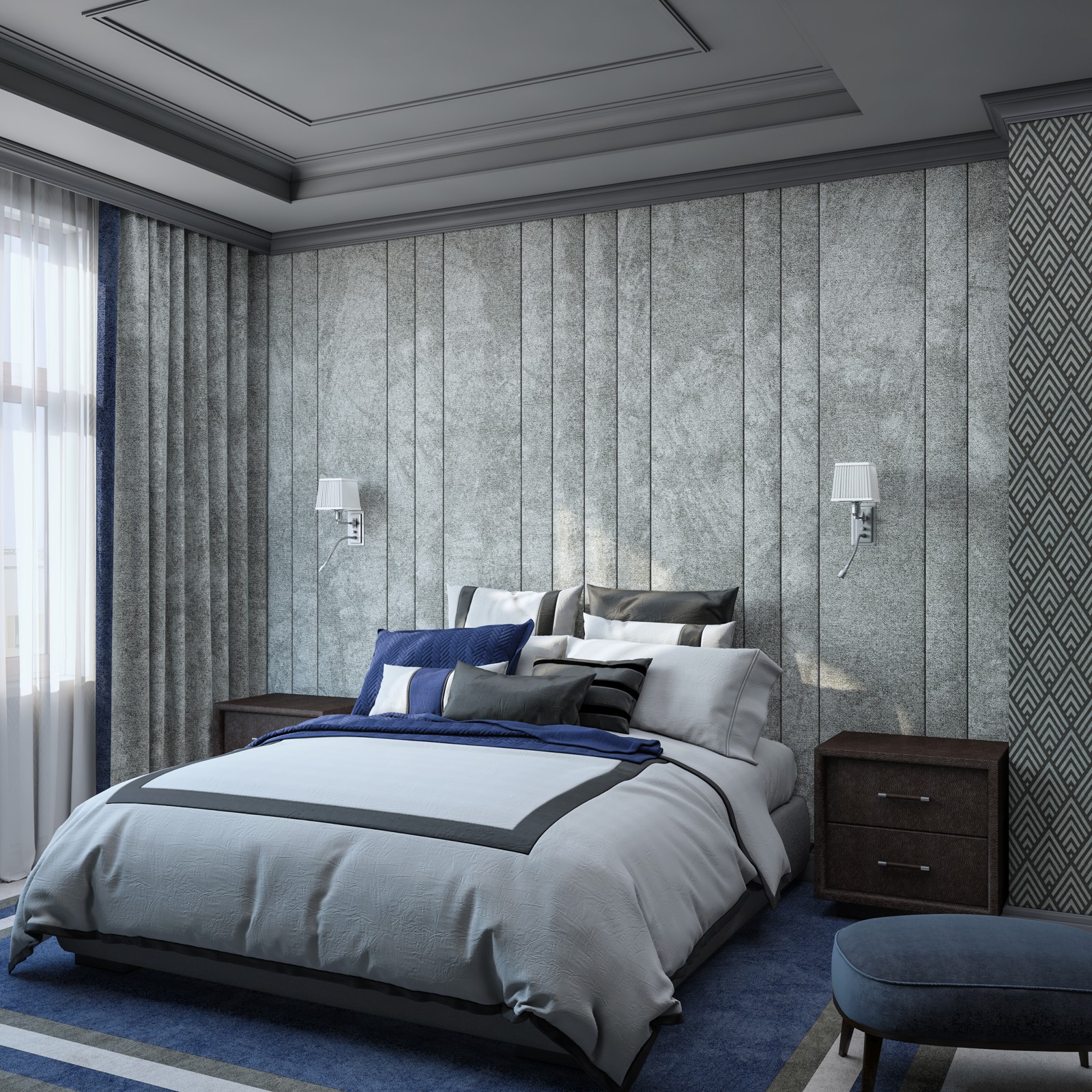 Визуализация квартиры. Серый тон - основной.