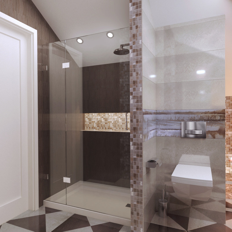 Загородный дом Подмосковье - мансарда, расположение кухни и душевой. Проект