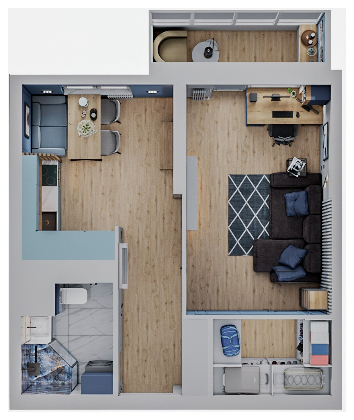 Обложка проекта: ЖК Дмитриевский! Современный Интерьер Однушки для Парня