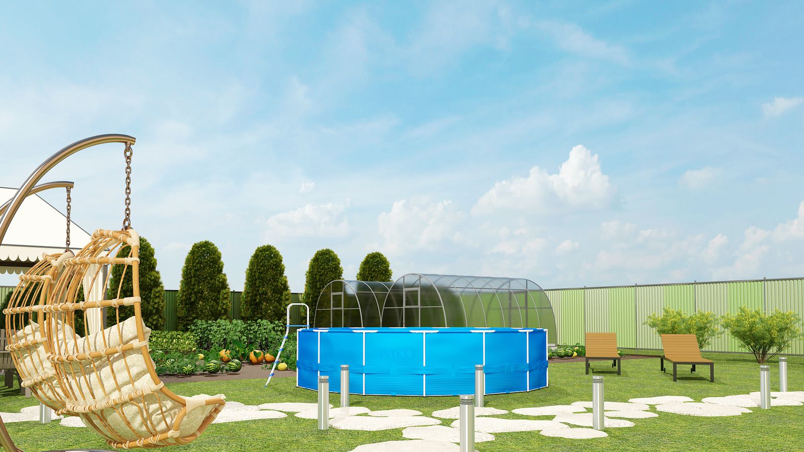 Ландшафтный дизайн территории загородного дома Омская обл