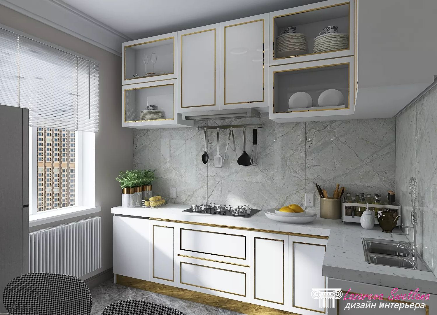 Визуализация дизайна  интерьера квартиры-студии