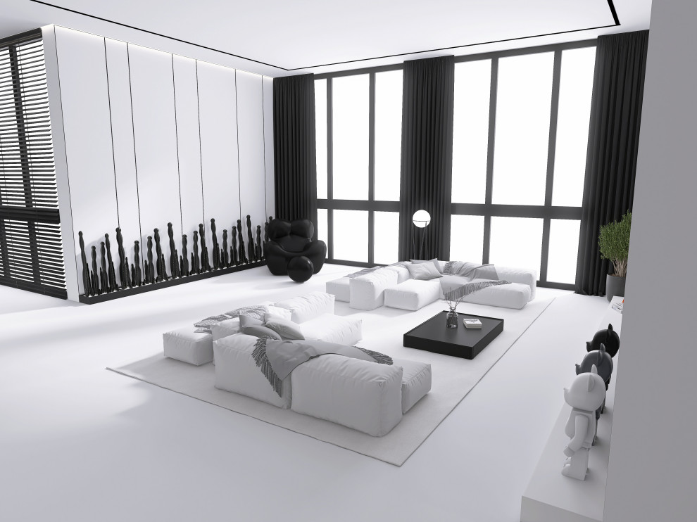 Минималистичная гостиная с акцентами арта Проект для квартиры в современном стил