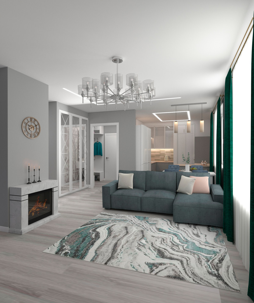 Трехкомнатная монохромная квартира для семьи с двумя дочками.