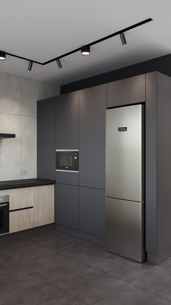 Барнхауз с мансардными окнами в серых оттенках