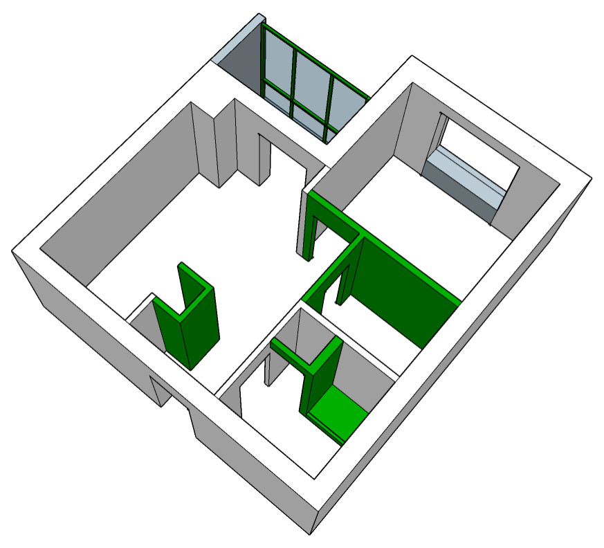 Planungslösung 37m2 (Planning solution 37 sq m)