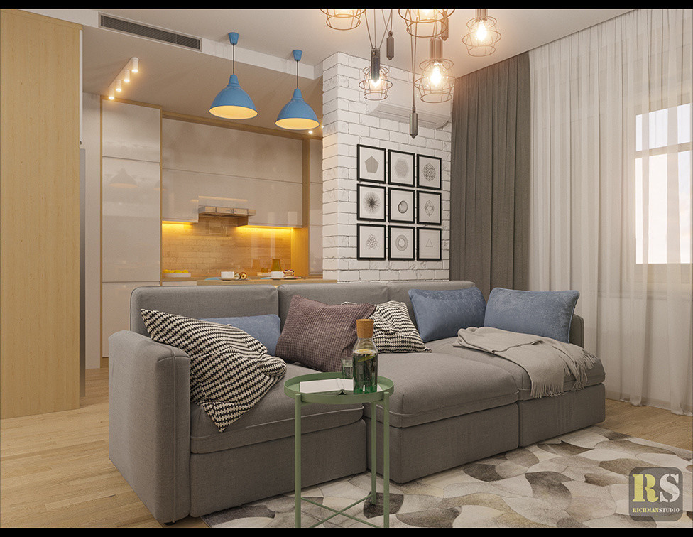 Дизайн интерьера "двушки" 46м2 в Скандинавском стиле для молодой пары