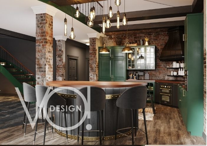 Общественная зона, прихожая, гостиная столовая и кухня