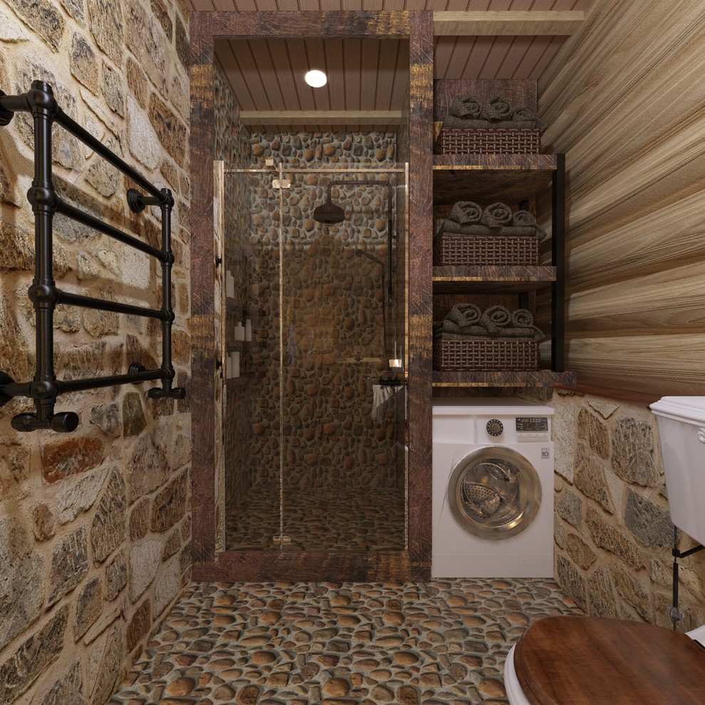 Интерьер дома из сруба в стиле шале (первый этаж)