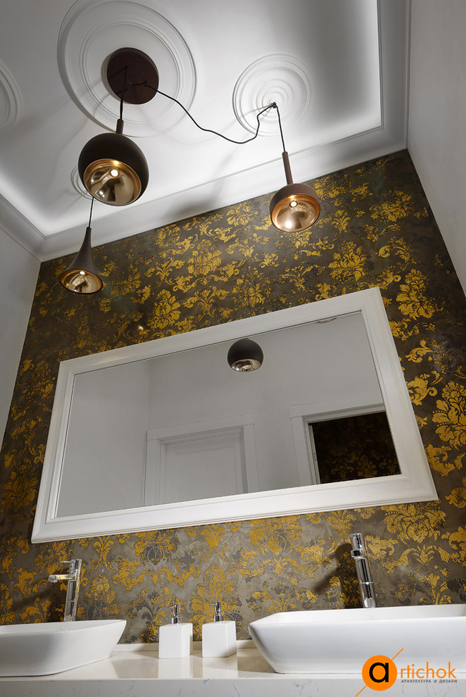 Оригинальный дизайн ванной с лепниной