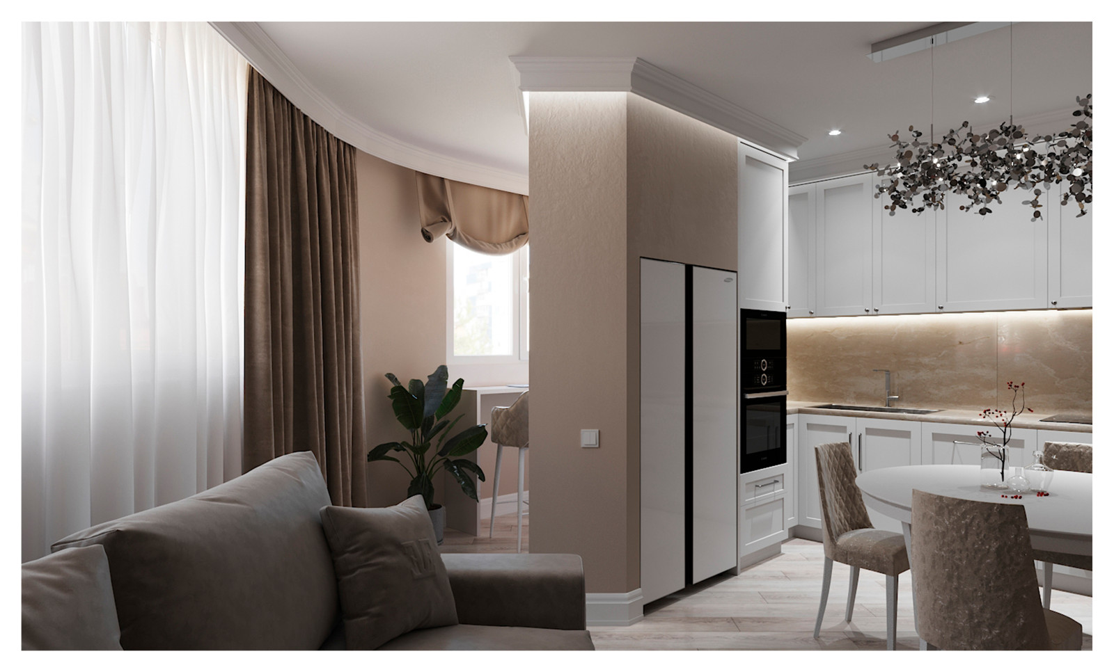 Дизайн-проект (холл, кухня-столовая, ванная комната)