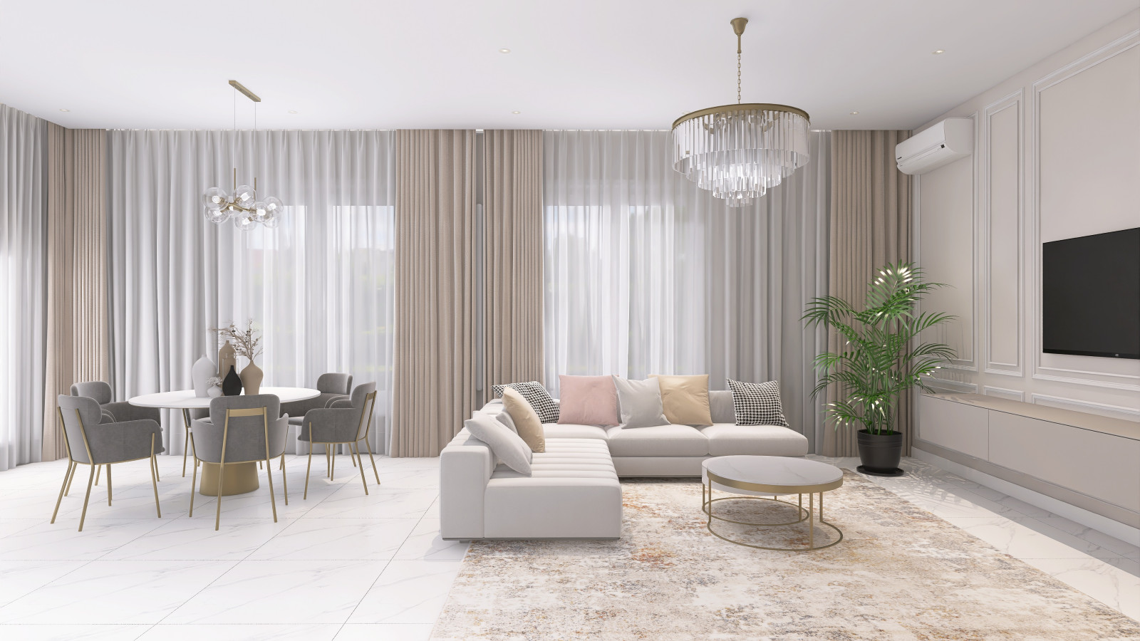 Кухня-гостиная в загородном доме.