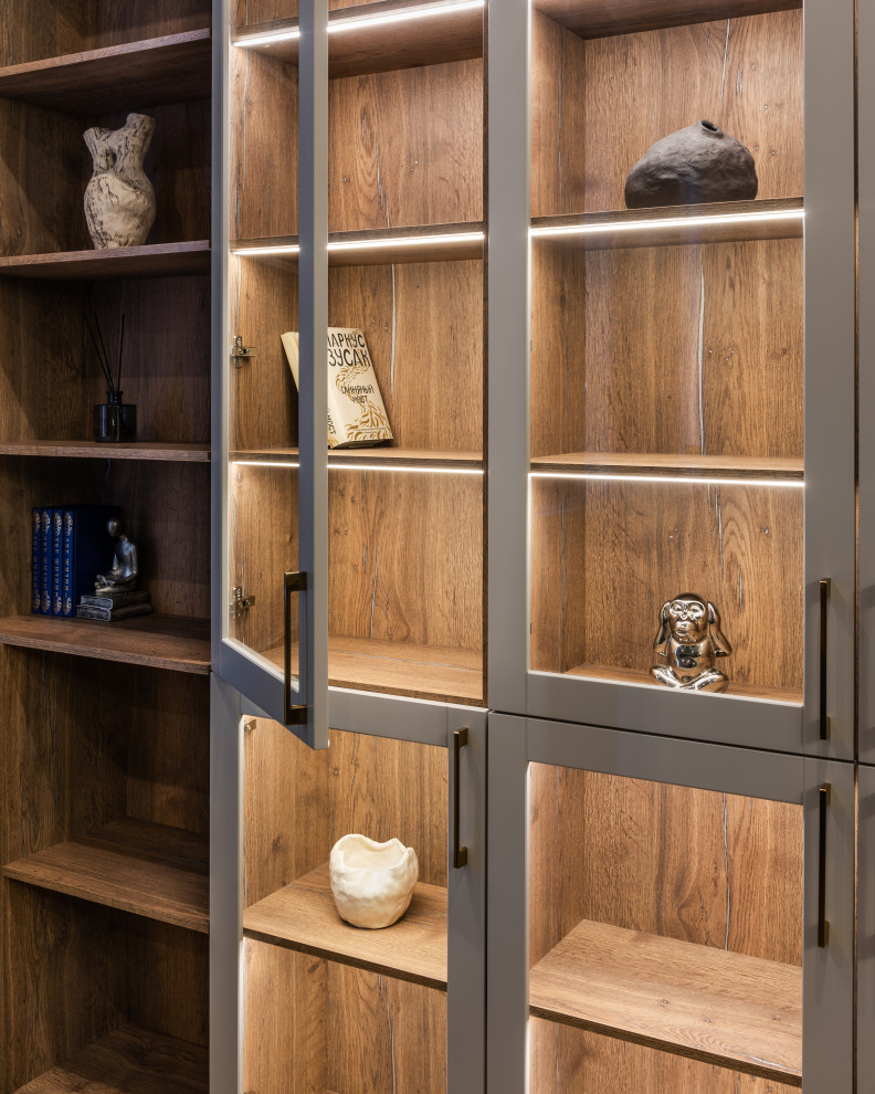 Стеллажи, открытые шкафы, полки с подветкой