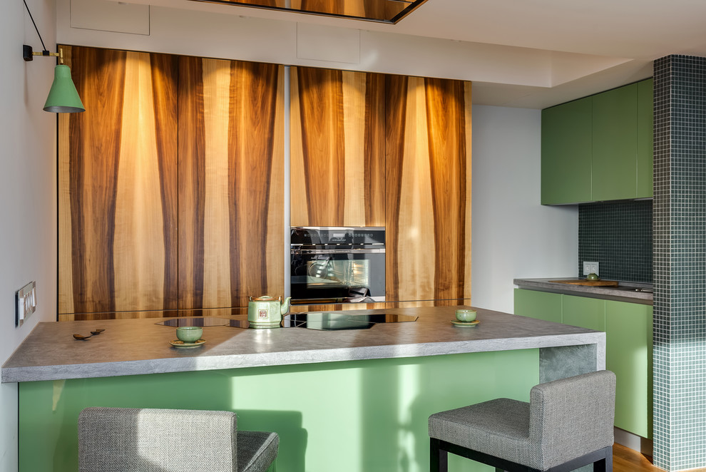 Современная кухня - декоративный бетон и мореный грисард