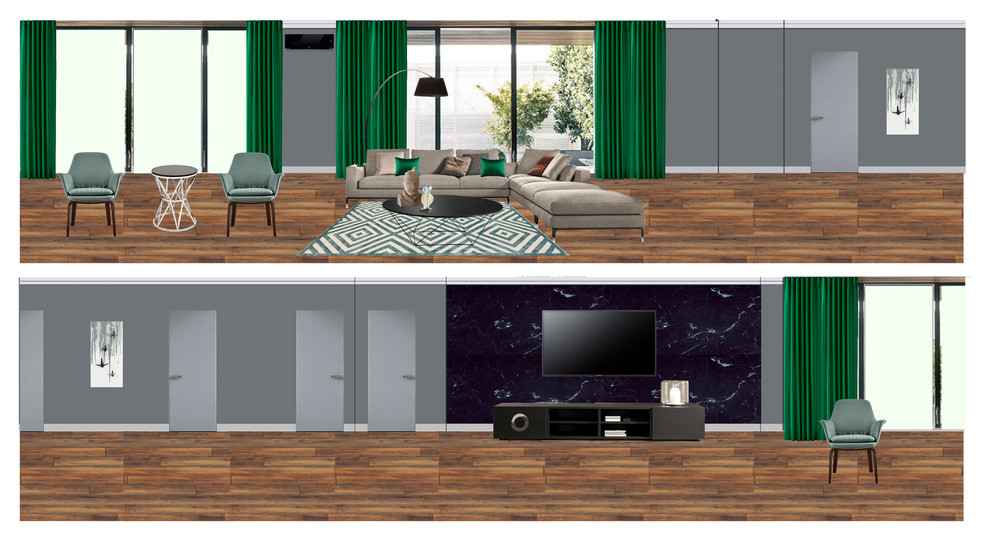 Обложка проекта: Коллаж гостиной в холодных оттенках