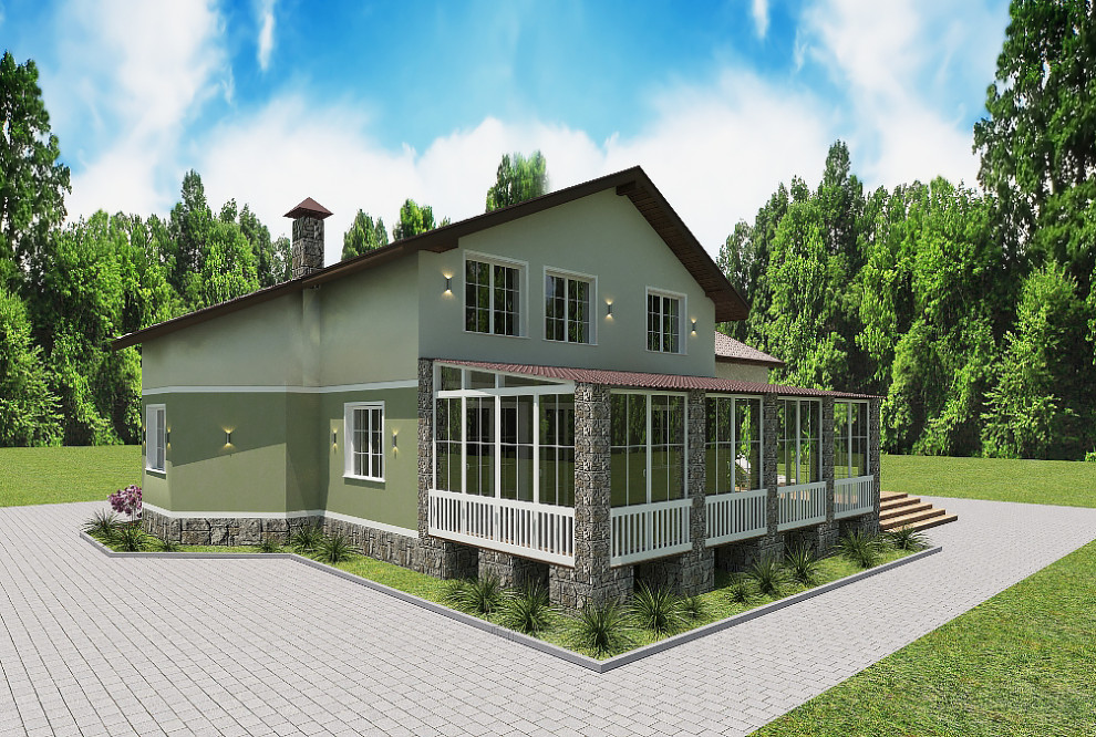 Обложка проекта: Европейская долина. Загородный дом для семьи из 4 человек.