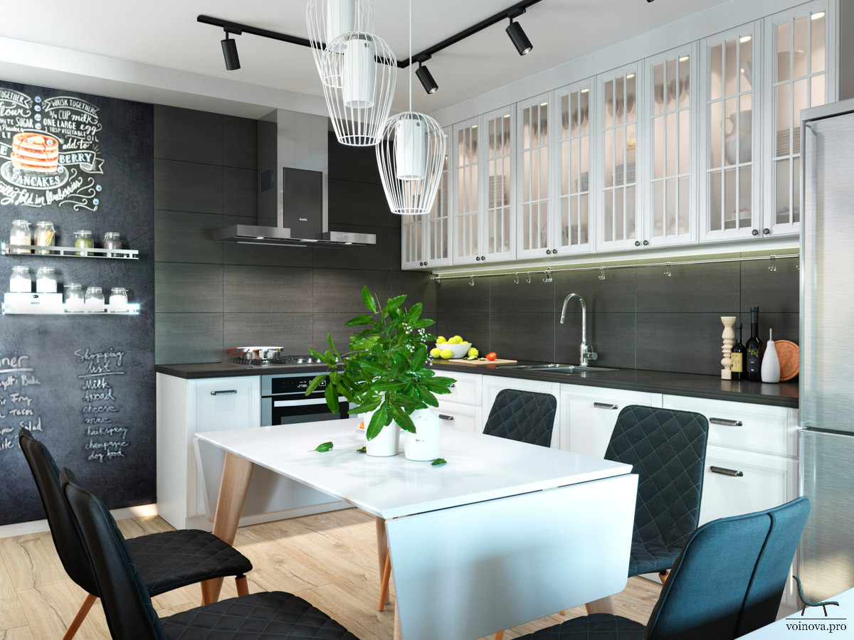 Обложка проекта: Скандинавская кухня с элементами лофта