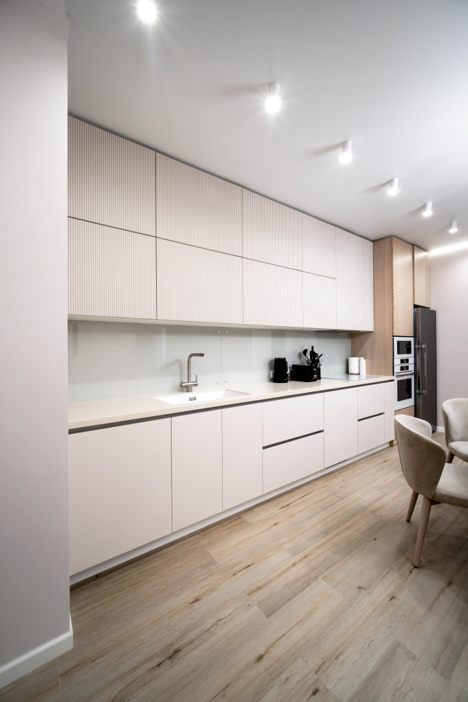 White kitchen with wood in modern style
