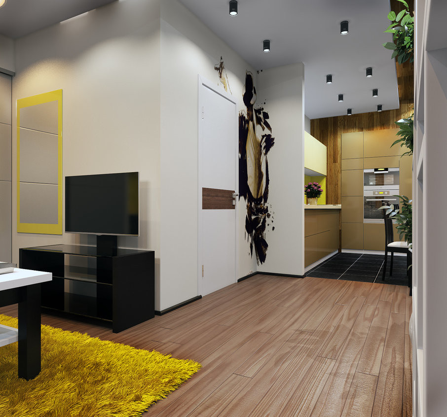 Обложка проекта: Проект гостиной и кухни без окон