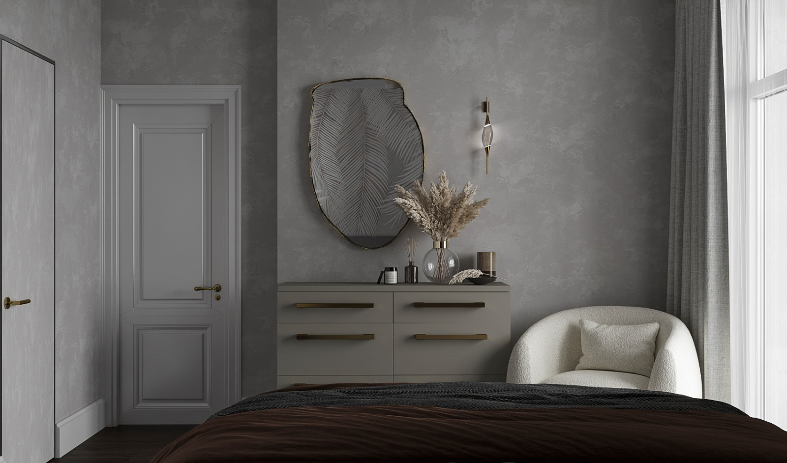 спальня в современном стиле 18м2