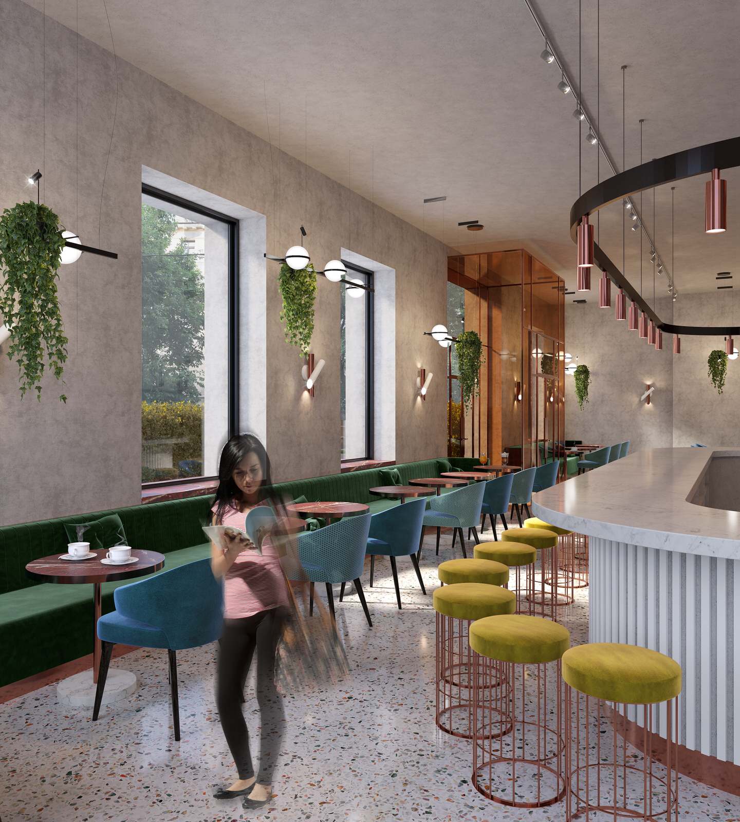 Interior visualisation of cafe and restaurant Villa Forli