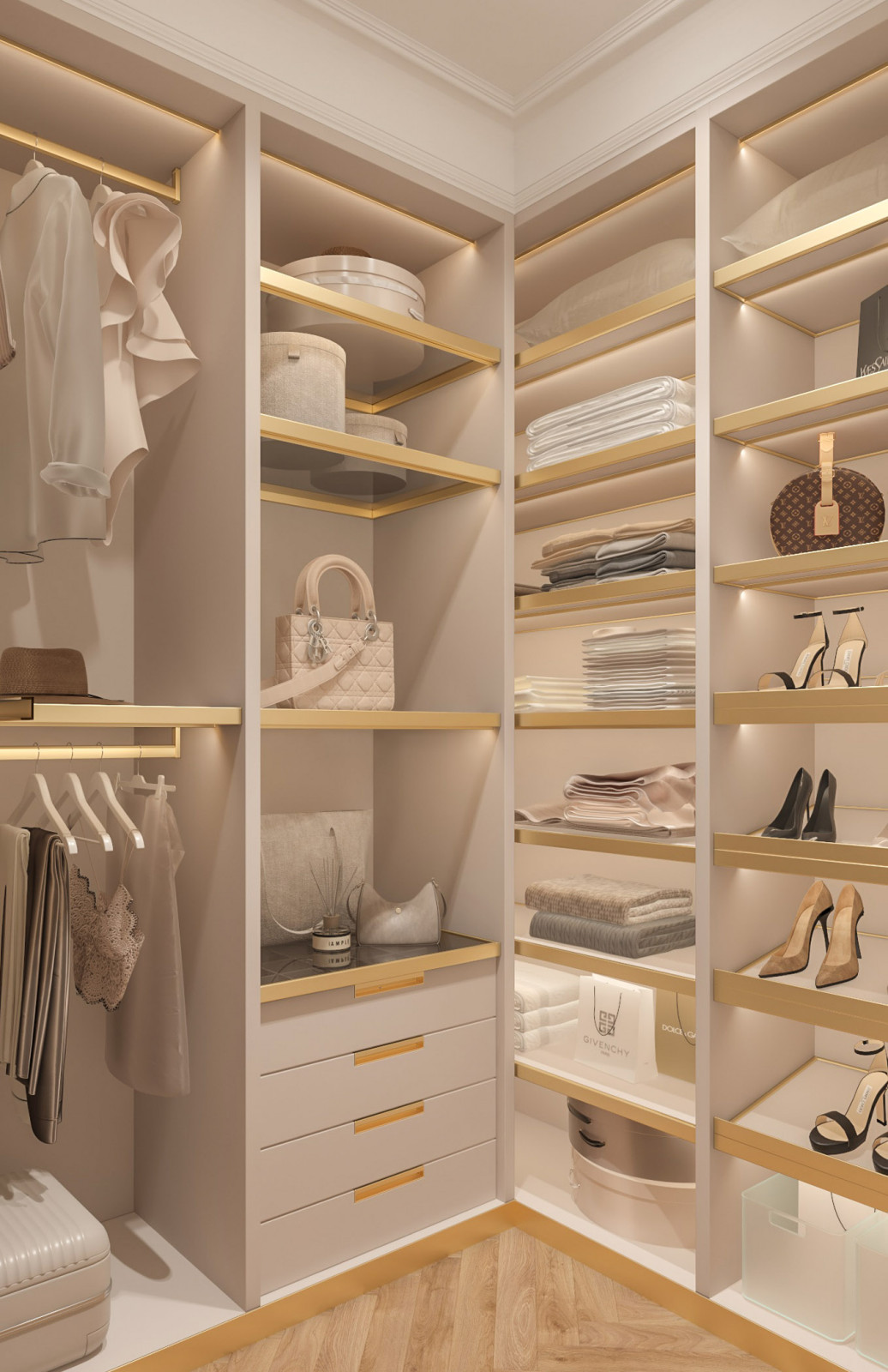 Интерьер Женской гардеробной . Таунхаус в КП "Образцово", 2 этаж