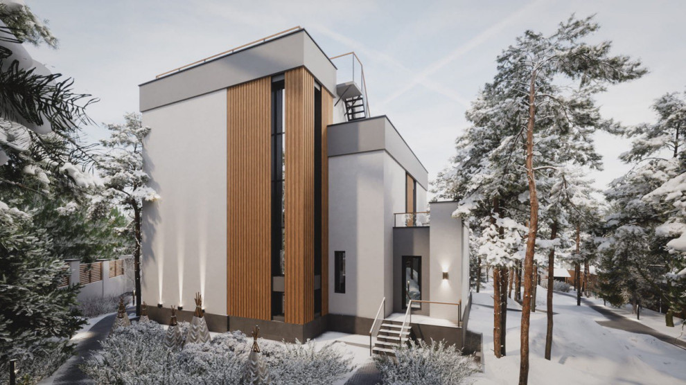 Реконструкция современного дома (зима)