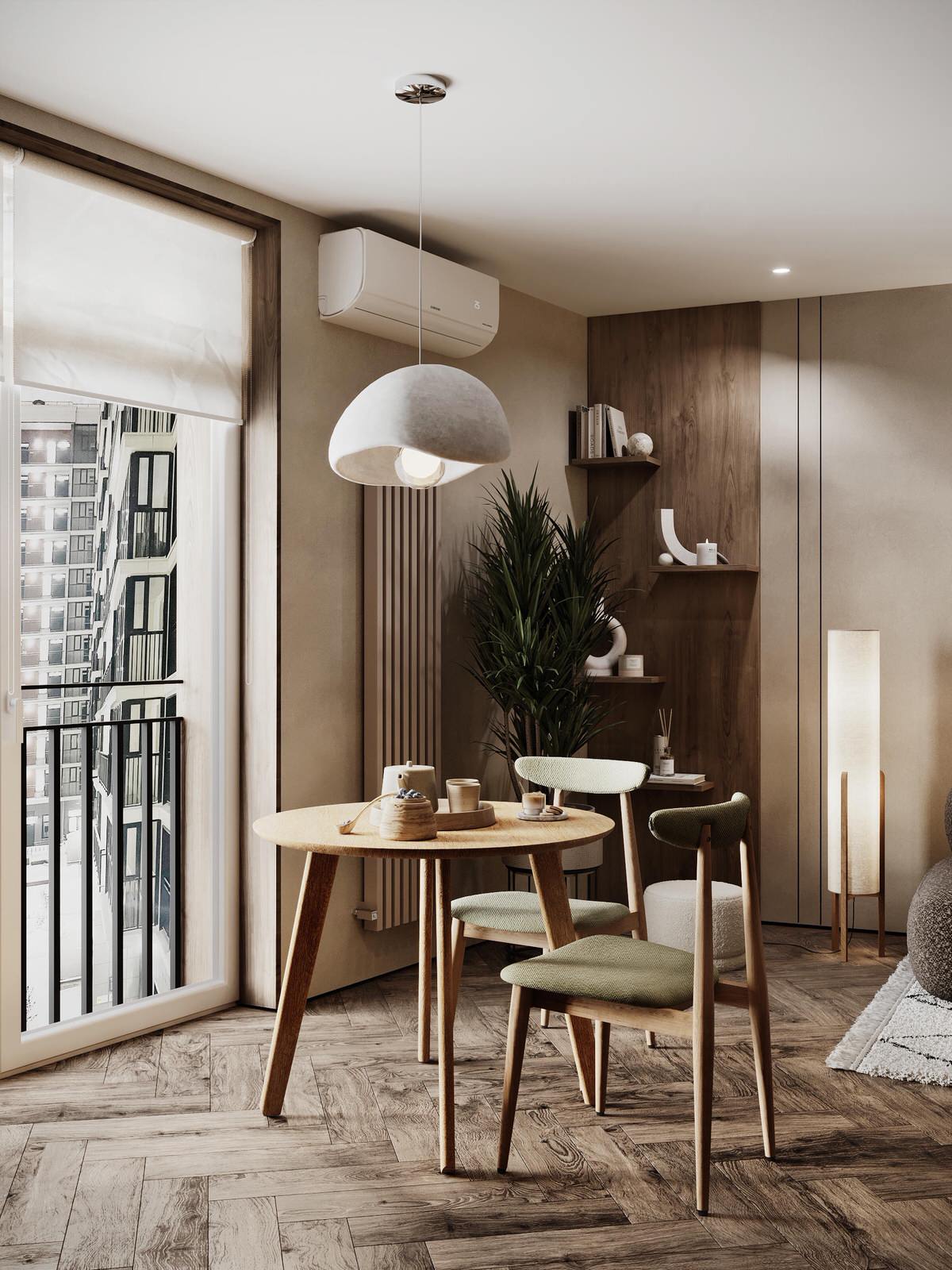 Дизайн интерьера квартиры в стиле джапанди с элементами бохо в ЖК "Квартал Che"