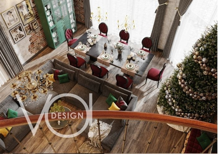 Общественная зона, прихожая, гостиная столовая и кухня