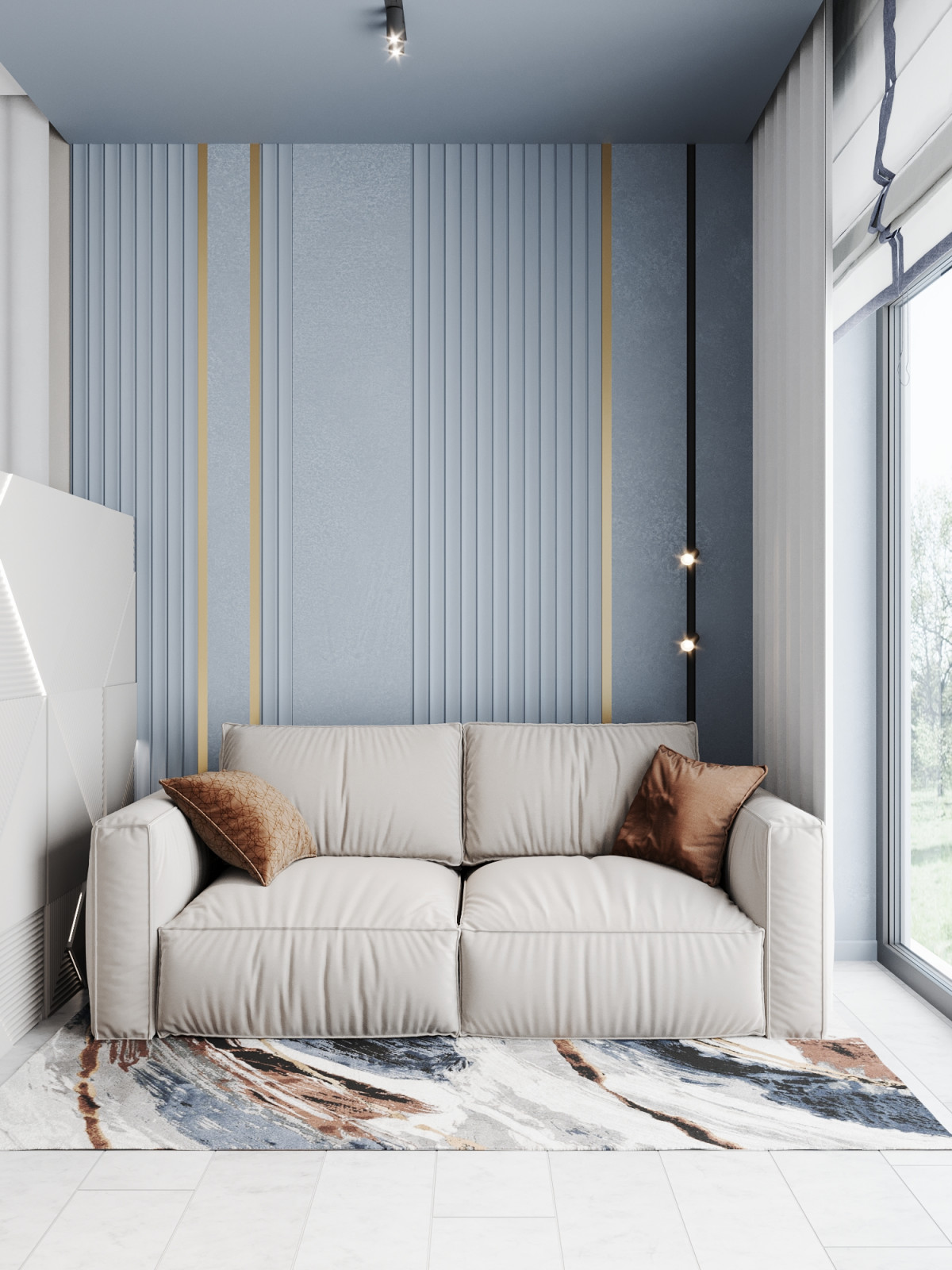 Дизайн-проект дома в голубых тонах