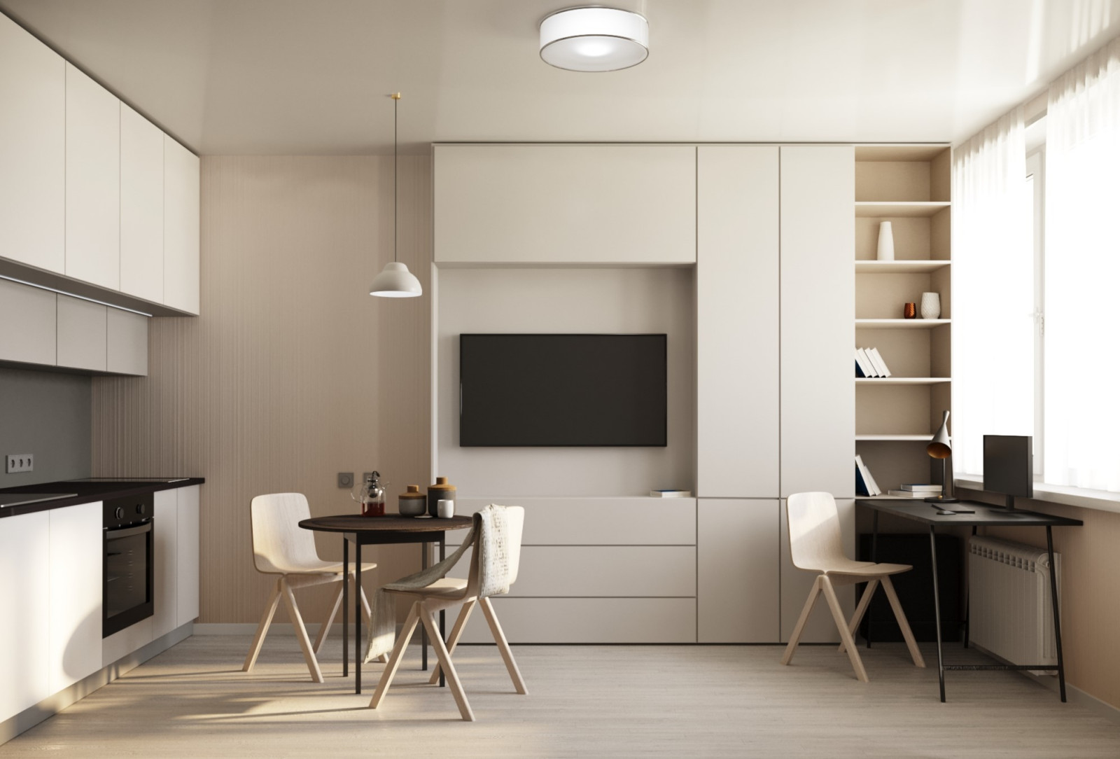 Обложка проекта: Кухня-гостиная в смешанном стиле