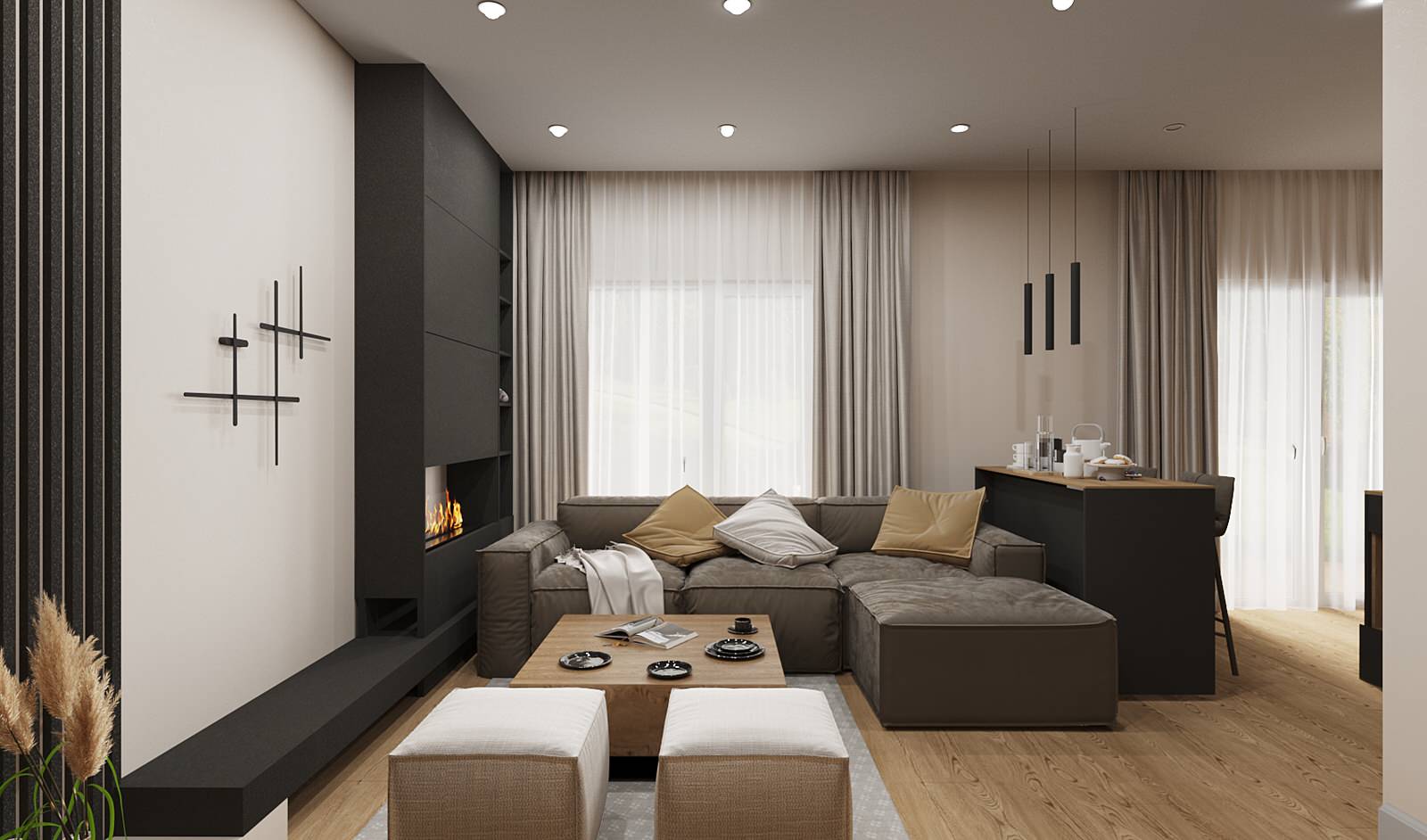 Просторная гостиная