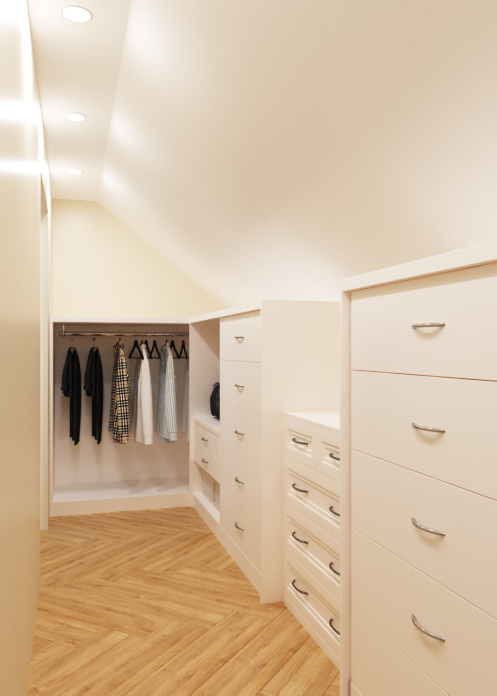 Загородный дом. Гардеробная в спальне