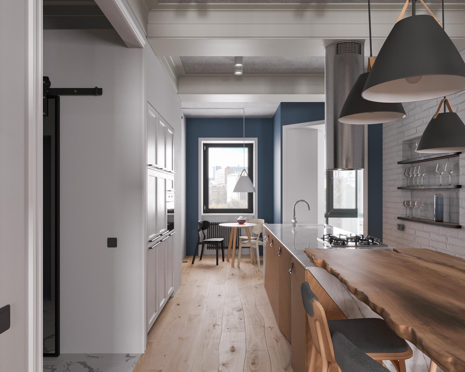 3d-визуализация "Эклектичный лофт" (оформление интерьера от Zeworkroom)