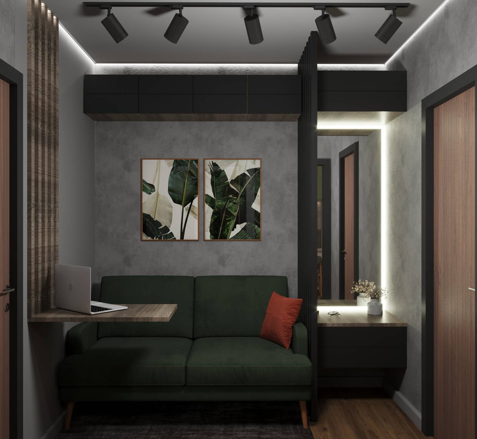 Вечерний вариант рабочей зоны в спальне