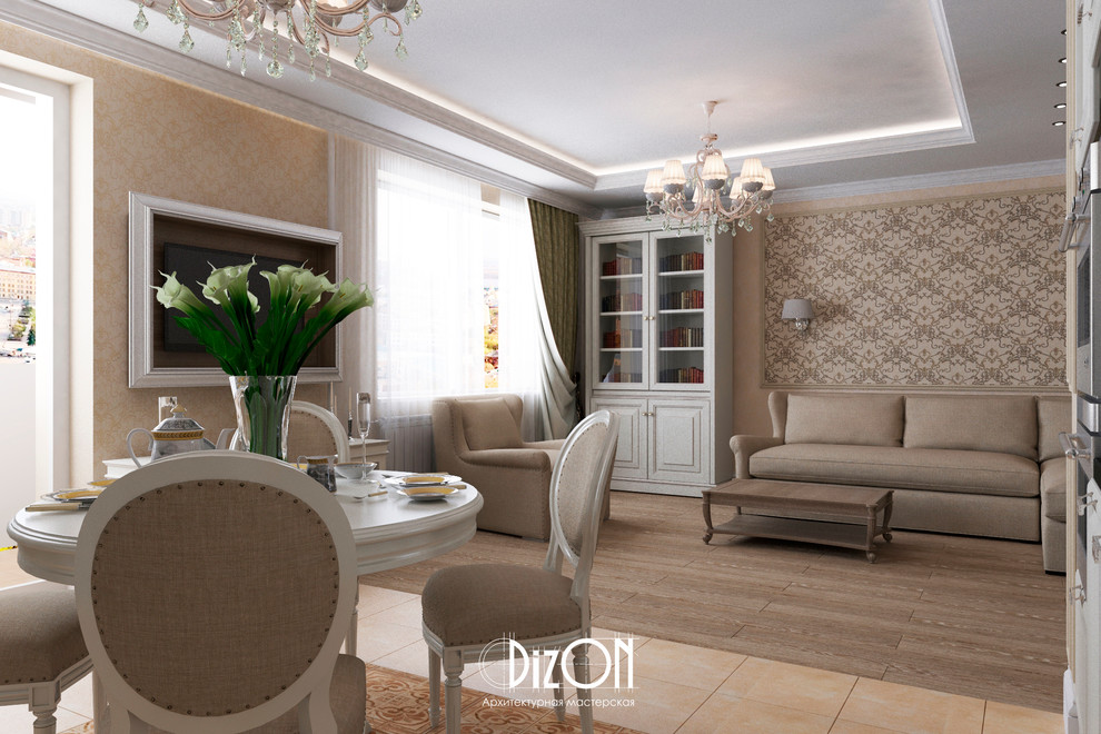 Квартира в современной классике,кухня-гостиная