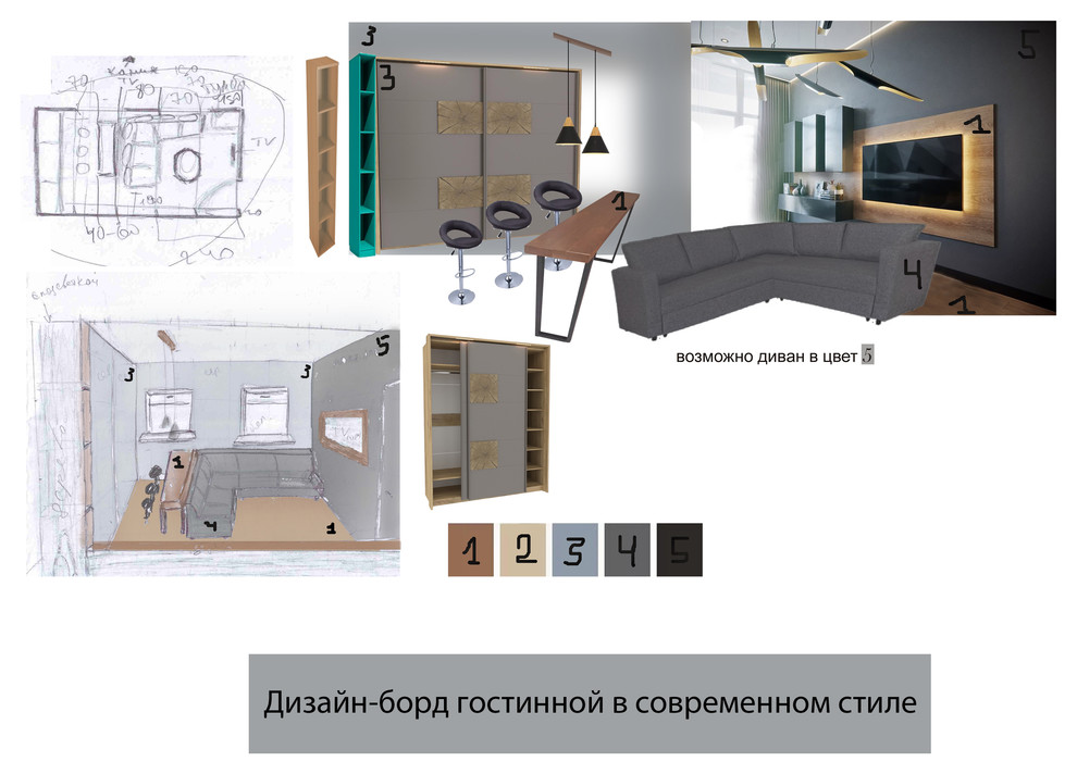 Обложка проекта: дизайн борд гостинная в стиле классика, лофт