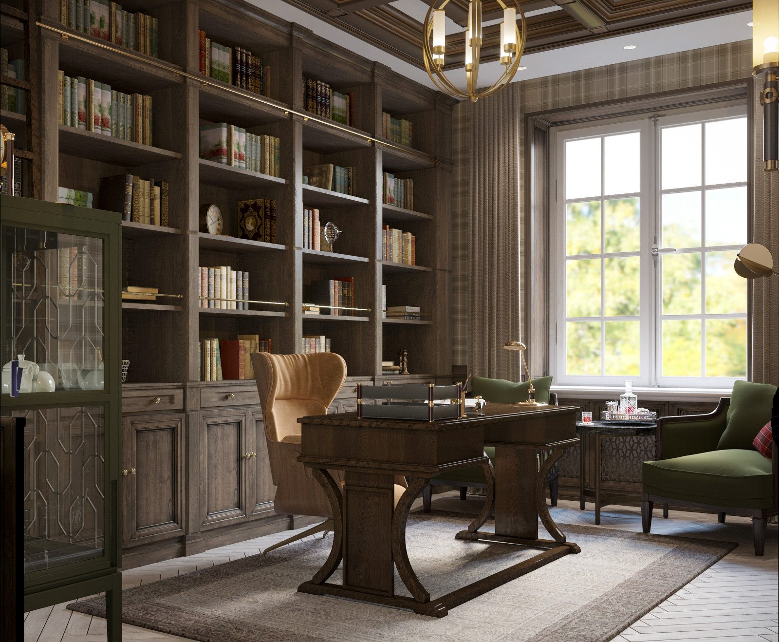 Кабинет в английском стиле в проекте "Жемчужная река"