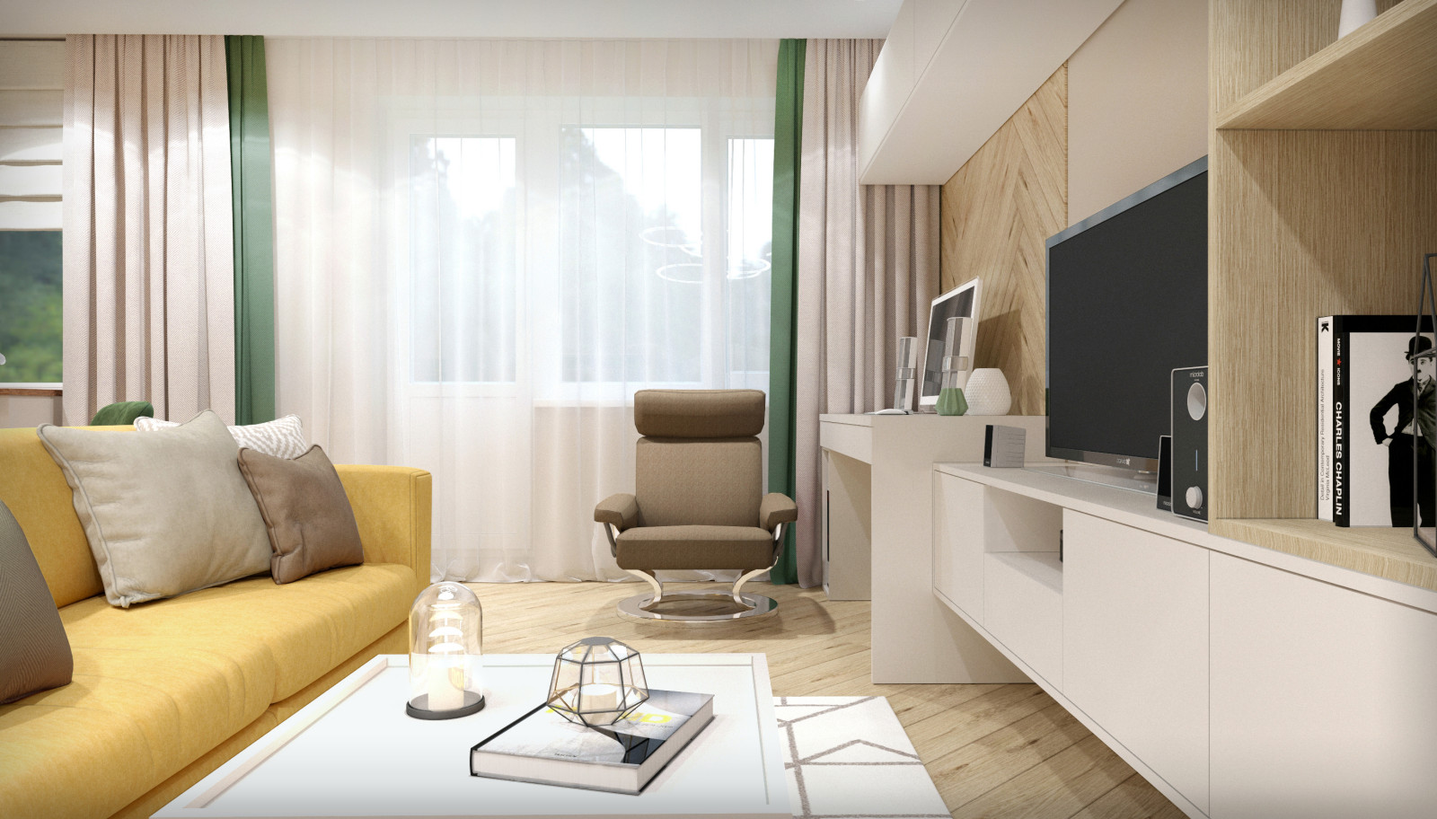 Стильные кухня и гостиная