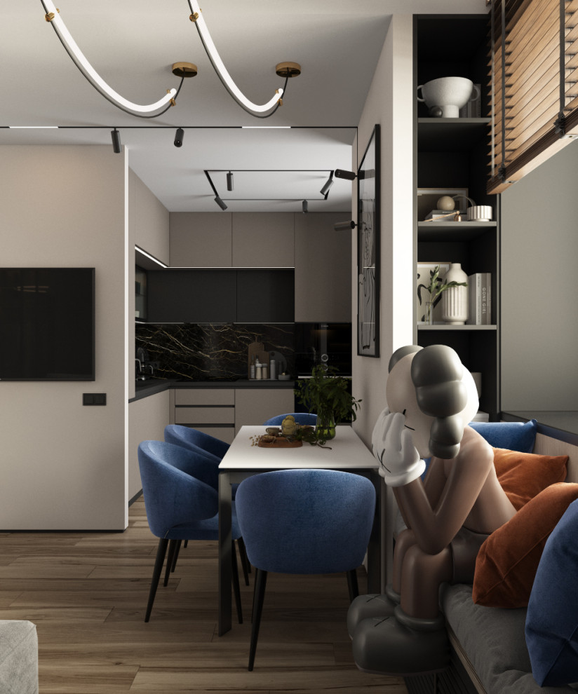 Интерьер кухни-гостиной, дизайнер Наталья Шевлякова