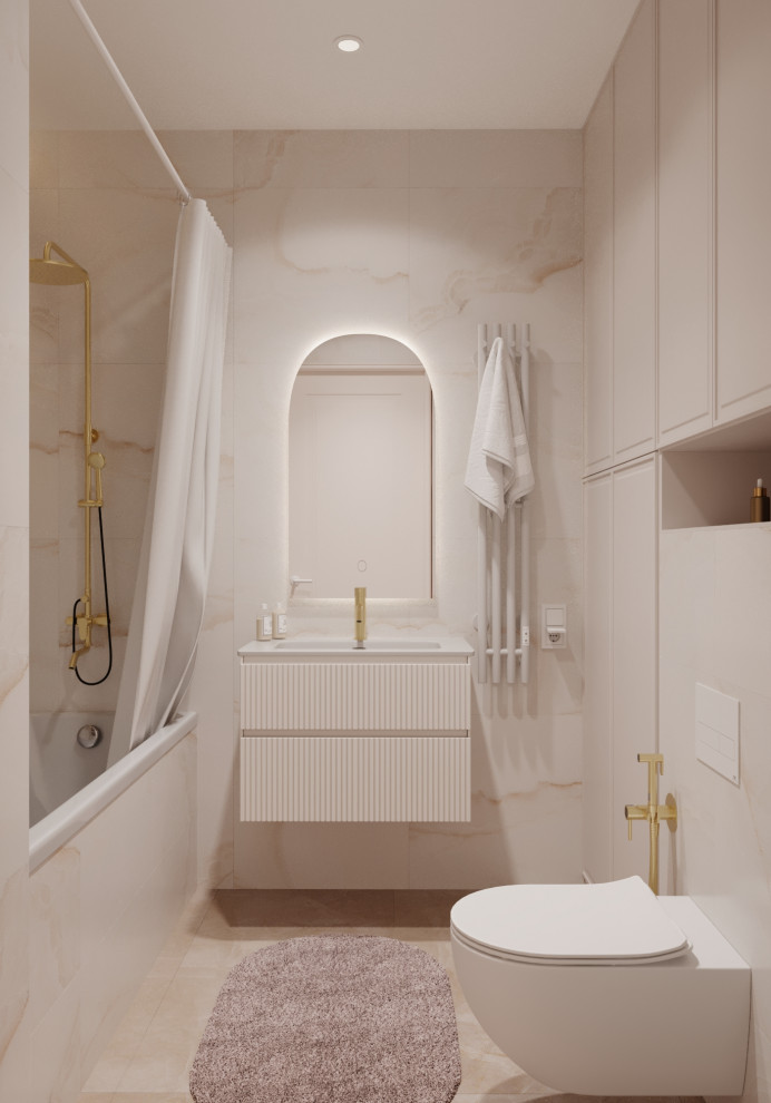 Дизайн проект 3х комнатной квартиры с большой кухней-гостиной